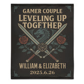 Dragon and Dice Design Customized Flannel Throw Blanket - Personalized Name and Date - Anniversary Gift for Gamers